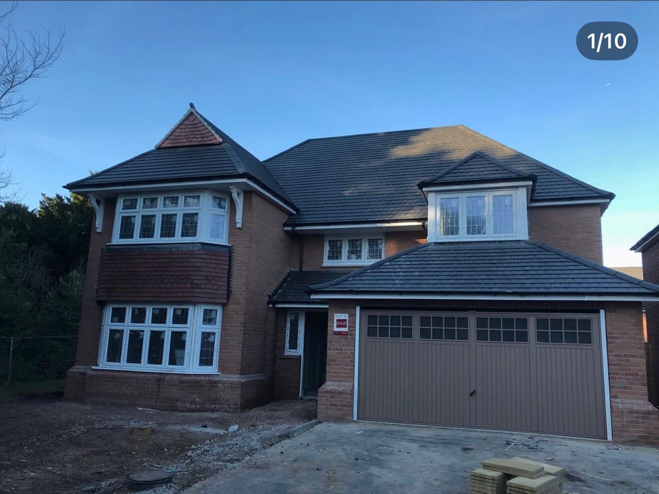 Large bay fronted detached new build home with double garage and tile hanging