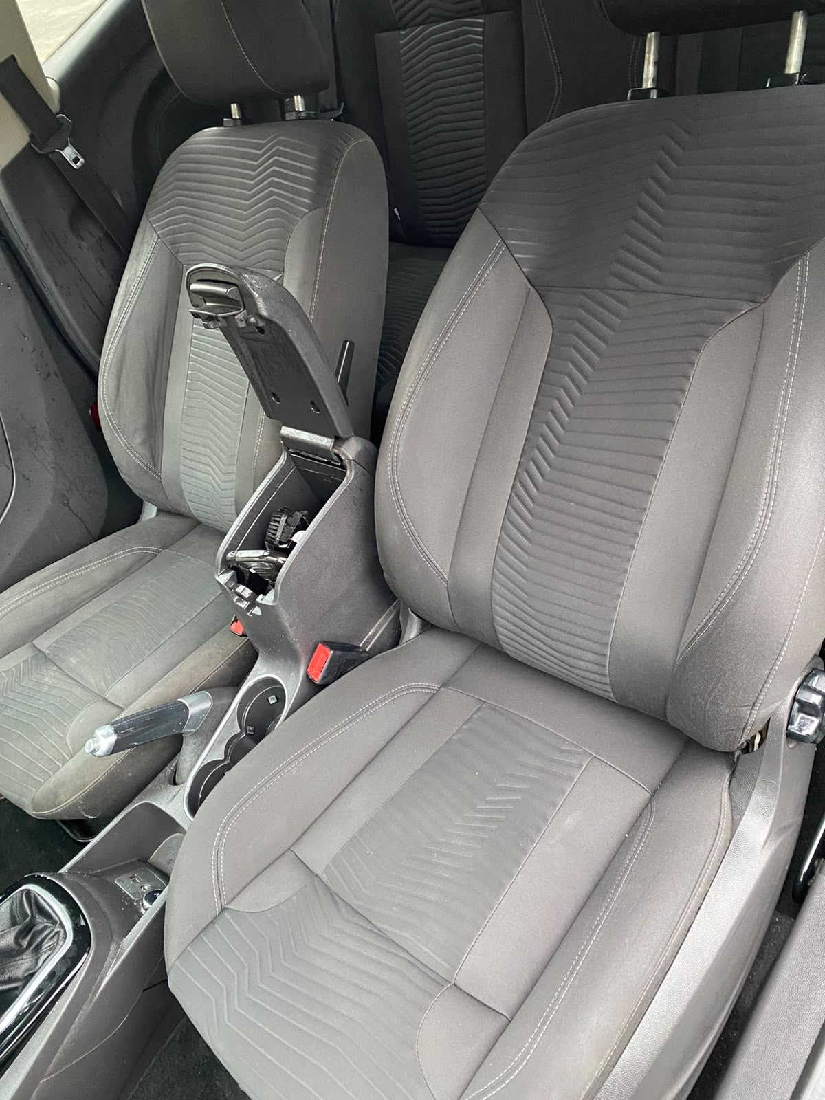 Front seats and centre console after a detailed interior clean