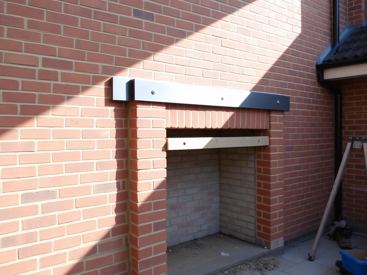 Structural brickwork with steel lintel over a new opening